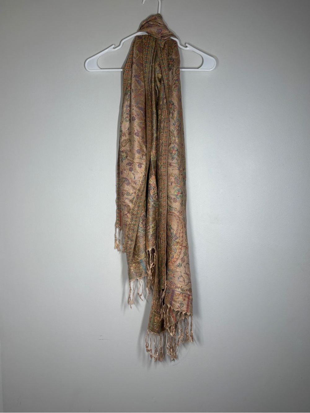 Vintage 100% Wool Jamawar Paisley Pashmina Scarf Wrap